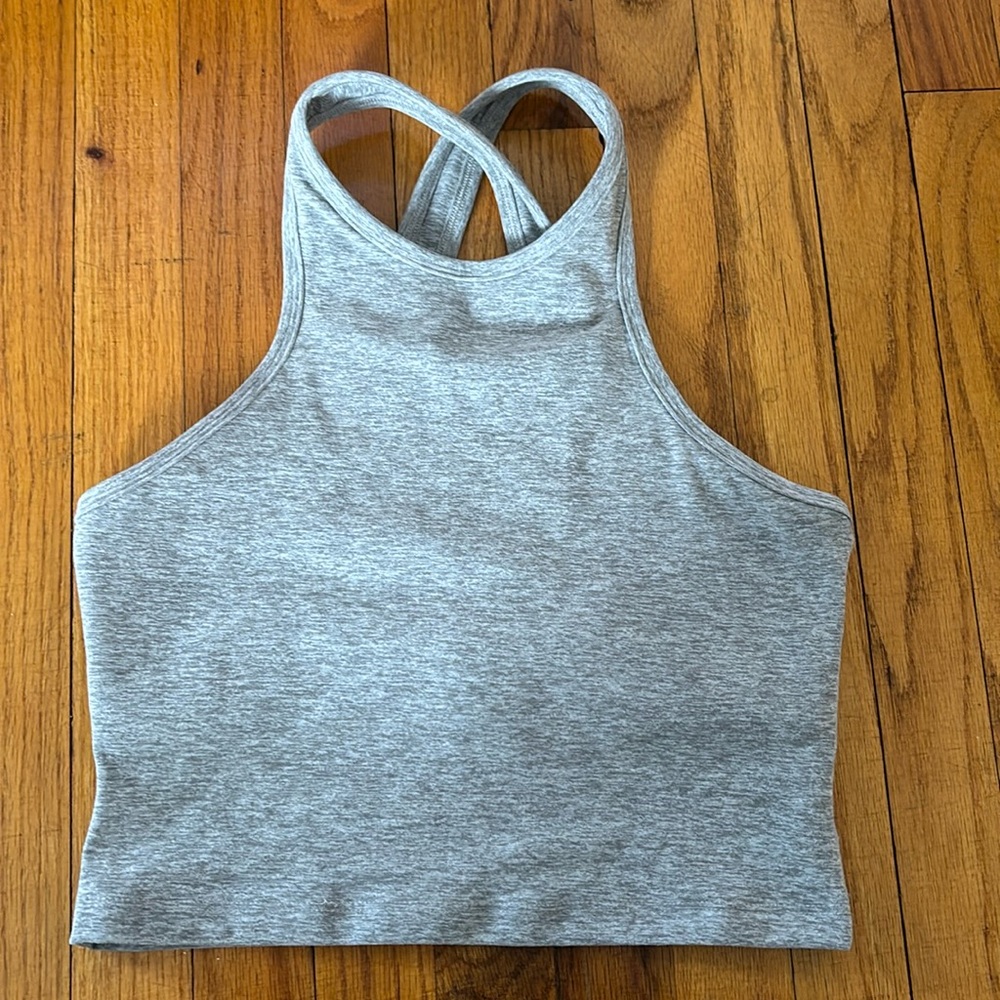 Beyond yoga gray sports bra crop.